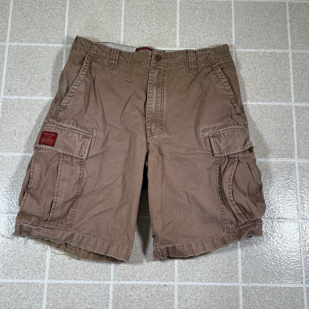 Abercrombie & Fitch Men's Distressed Cargo Shorts Y2K Vintage Fatigues Size 32